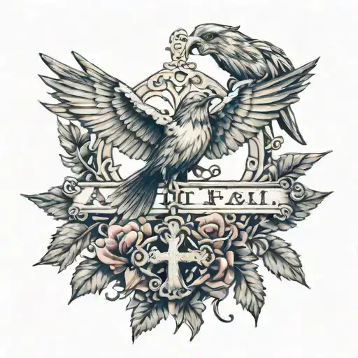 Amor Fati With Cross And Bird