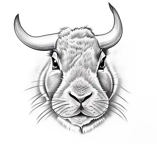 One Line Bull And Rabbit