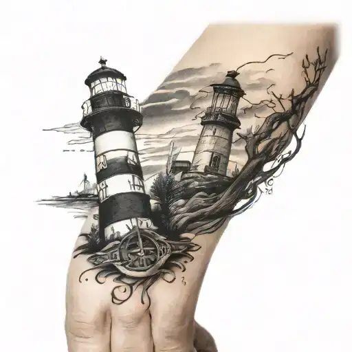 Lighthouse And Freedom For Her Hand