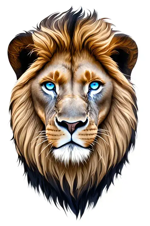 Lion Head With Blue Eyes