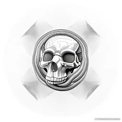 Snake Wrapped Around Skull