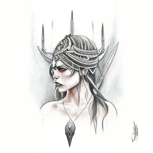 Women Warrior With Blood And Scars