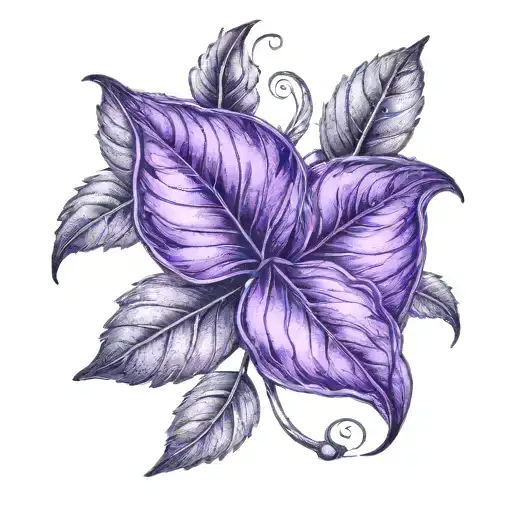 A Purple Button With Two Purple Leaves