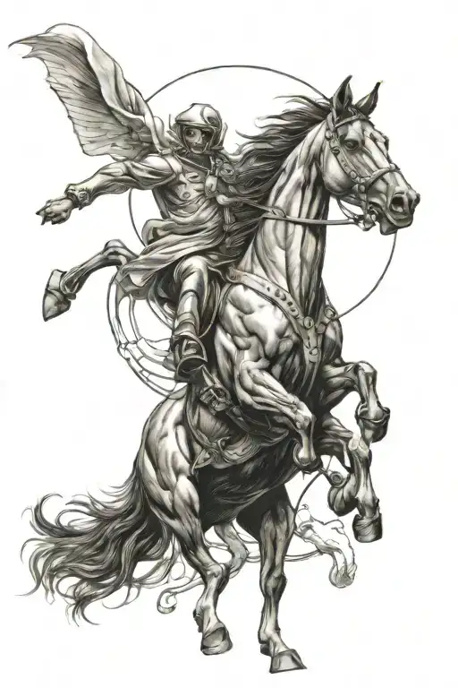 Horse Rearing Against Saturn