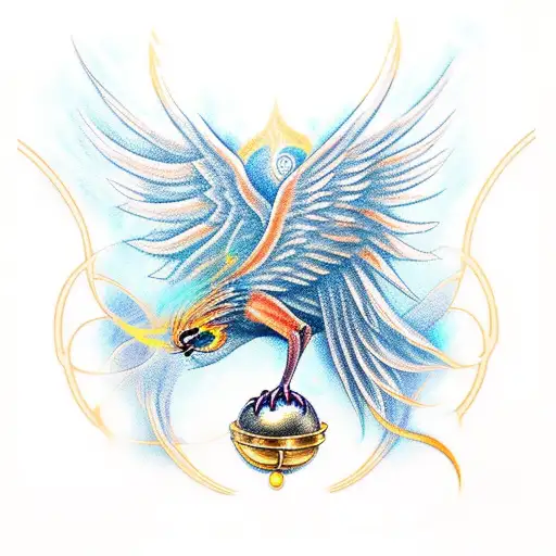 A Mystical Representation Of A Phoenix Rising From The Golden Snitch