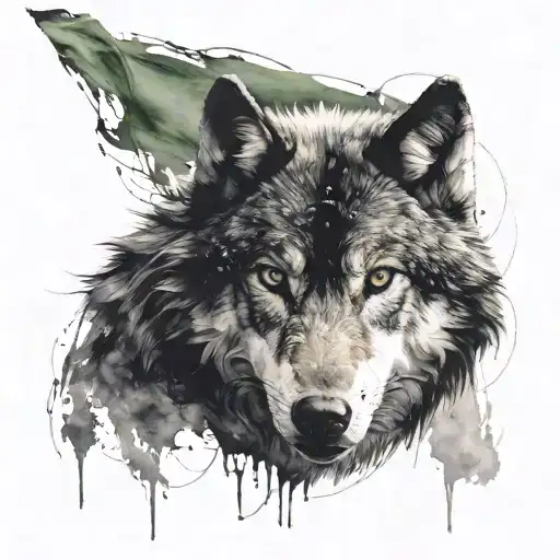 Wolf Coming Out Of The Storm Add The Labanese Flag Behind