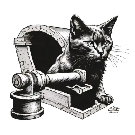 Blacksmith Cat With Hammer Anvil