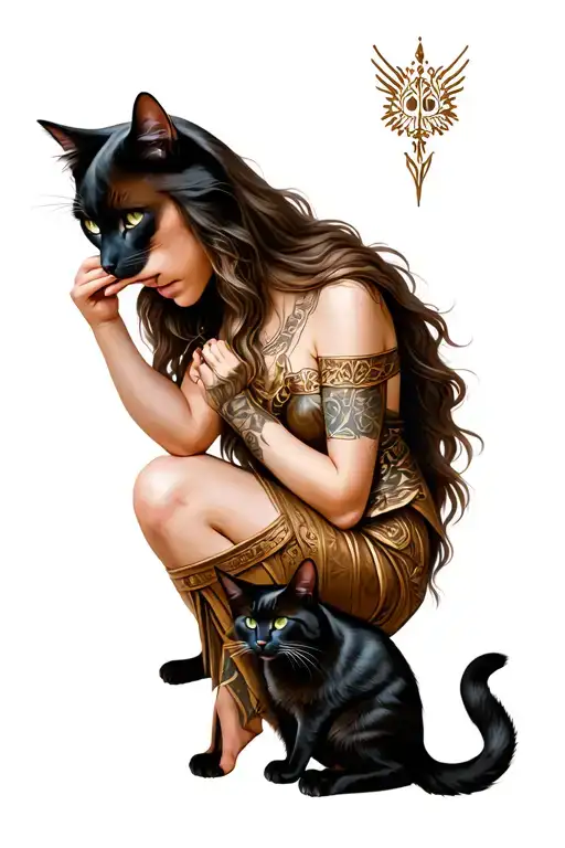 Freya Norse Goddess With Cats Playing