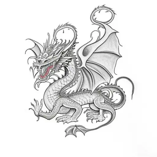 Temple With Dragon Above It