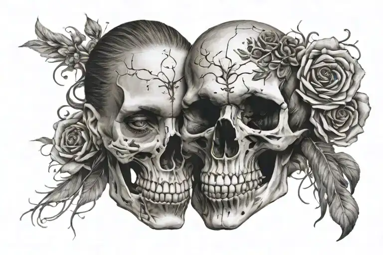 Woman And Skull Wearing