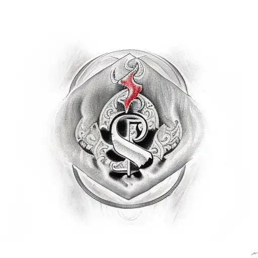 Alphabet J And S With Thumb Print Along With Half Devil And Half Angel