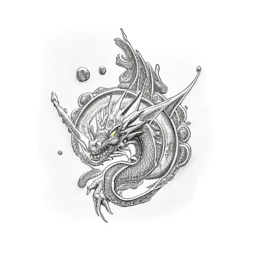 Alexstrasza In Her Dragon Form Intertwined With Dopamine And Serotonin Molecules