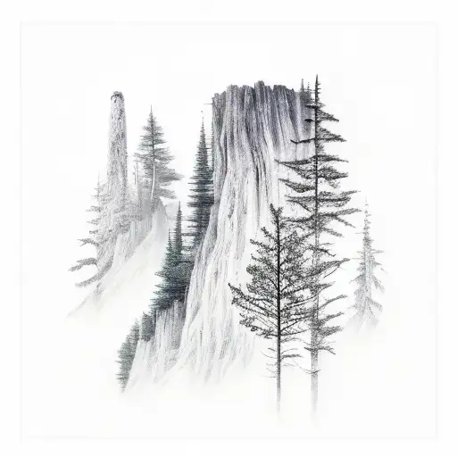 Forest With Lightning And Mountains