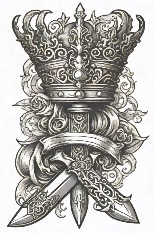 Dagger With Crown Hanging Off The Hilt