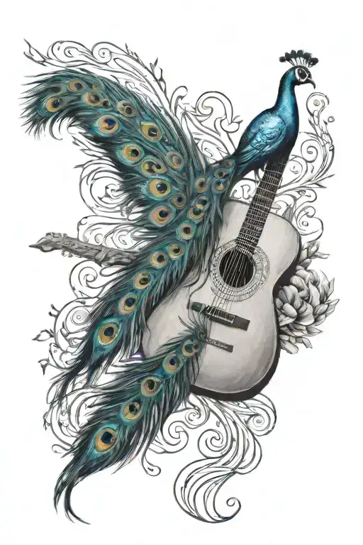 Guitar And Peacock Feather