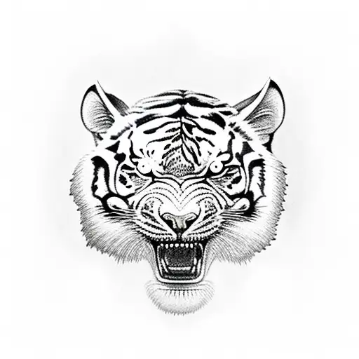 Skull Over The Tiger Head