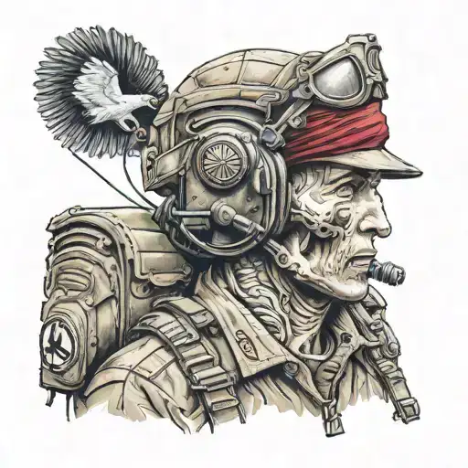 Army Airborne Radio Operator With A Skull Head And Maroon Beret As The Hat