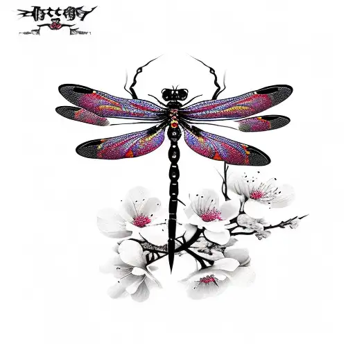 Cherry Blossom Dragonfly Death Pain Grief Noose Ink Splatter Blood