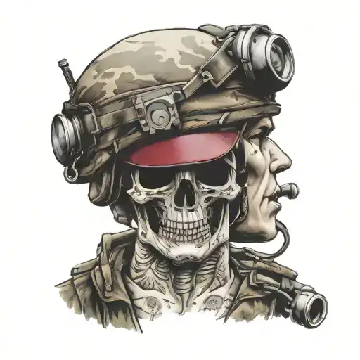 Army Airborne Radio Operator With A Skull Head And Maroon Beret