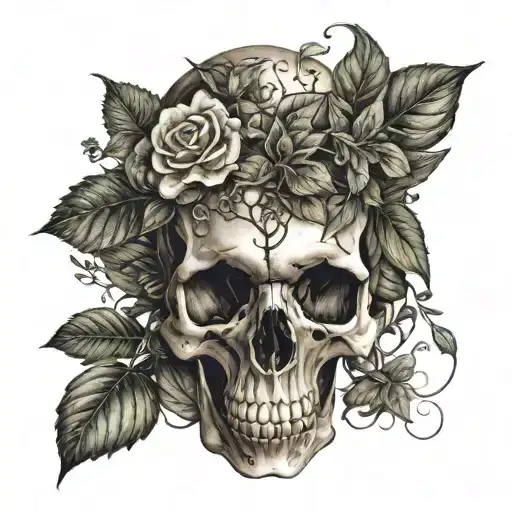 Skull With Plants Growing