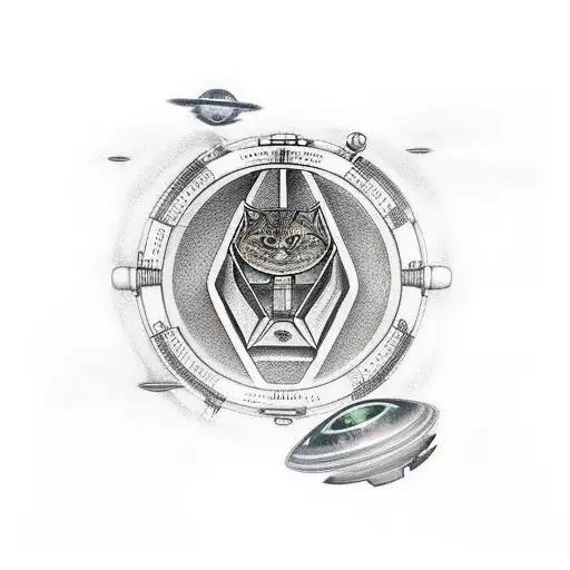 A Realistic Portrait Of A Battlestar Galactica Spaceship Surrounded By Cats