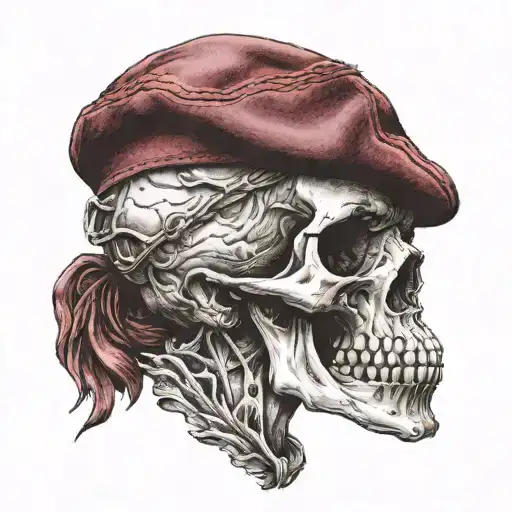 Skull Wearing A Maroon Beret