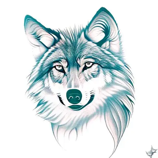 Lady Face With Hair That Blends Into A Wolf
