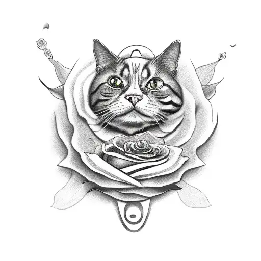 Samurai Cat With Rose