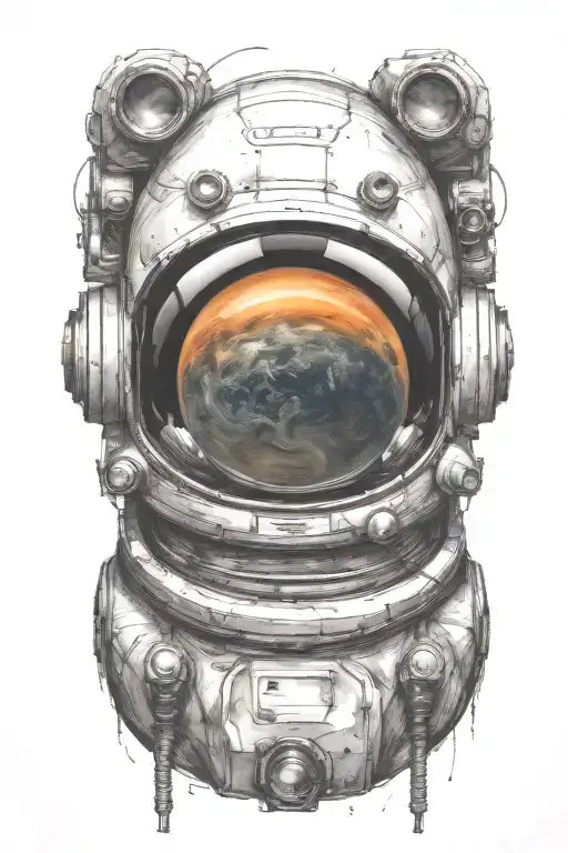 Also Have Planets Behind The Astronaut Helmet