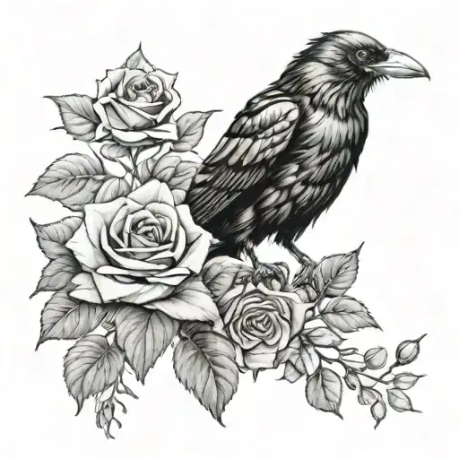 Crow And Roses
