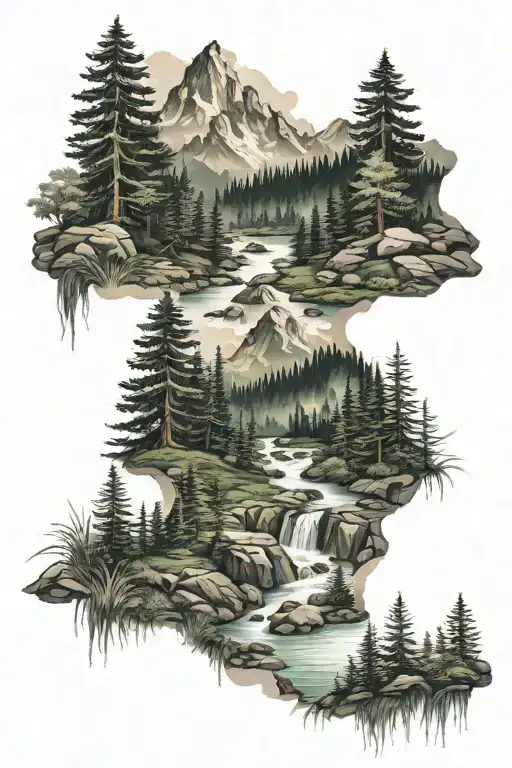 Forest Mountains Grass Foliage Rivers Taiga Transition To Dna