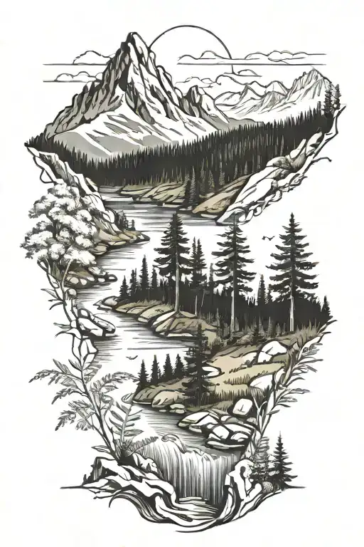 Forest Mountains Grass Foliage Rivers Taiga