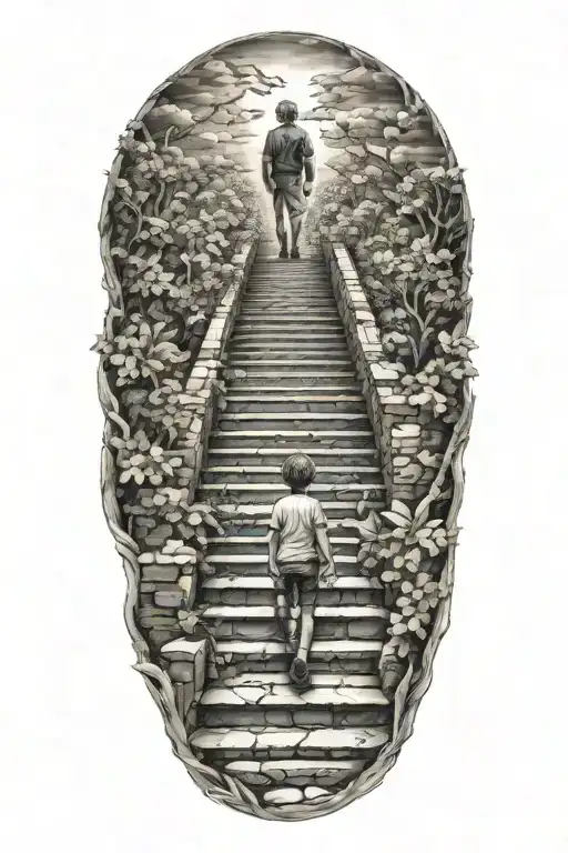 Stairway To Heaven With Boy Walking Away