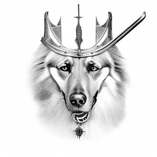 Medieval Woman Knight With A Sword Riding A Majestic Berger Belge Groenendael