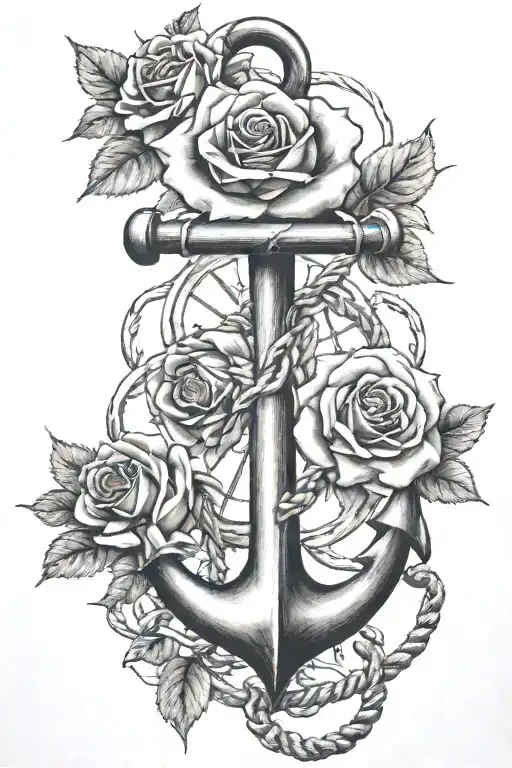 Roses And Ship Anchor