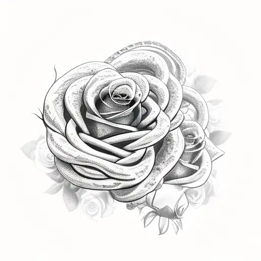 A Realistic Snake Coiled Around A Bouquet Of Roses