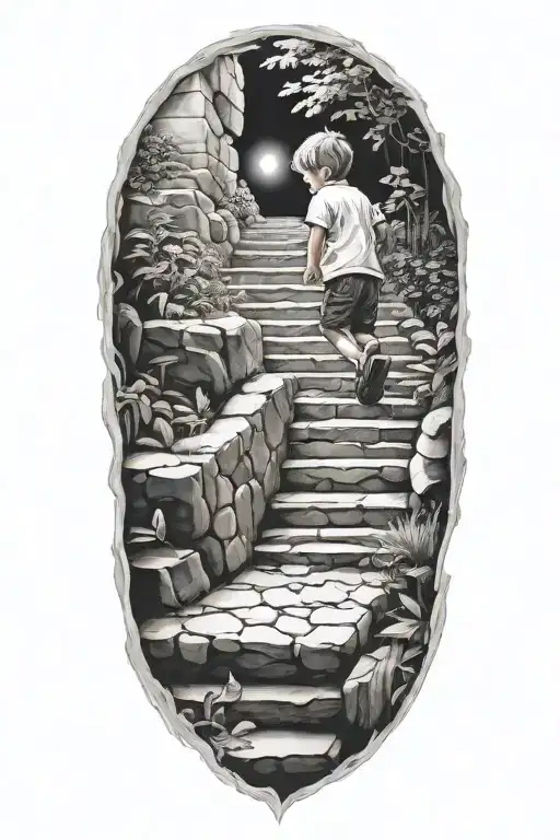 Stairs To Heaven With Little Boy