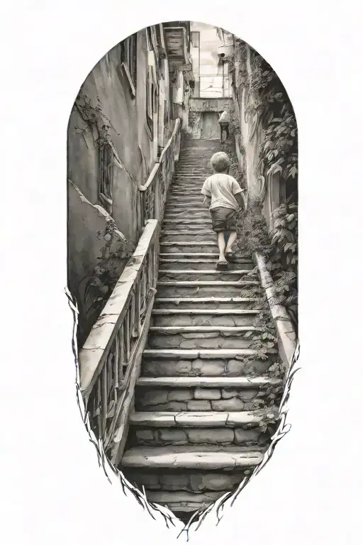 Stairs To Heaven With Little Boy