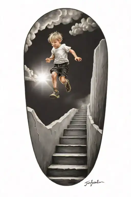 Stairs To Heaven With Little Boy