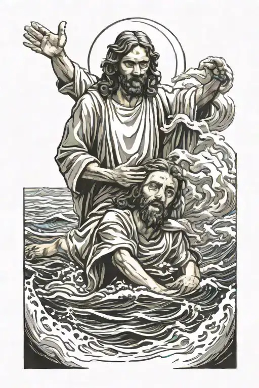 Jesus Saving Peter From Drowning