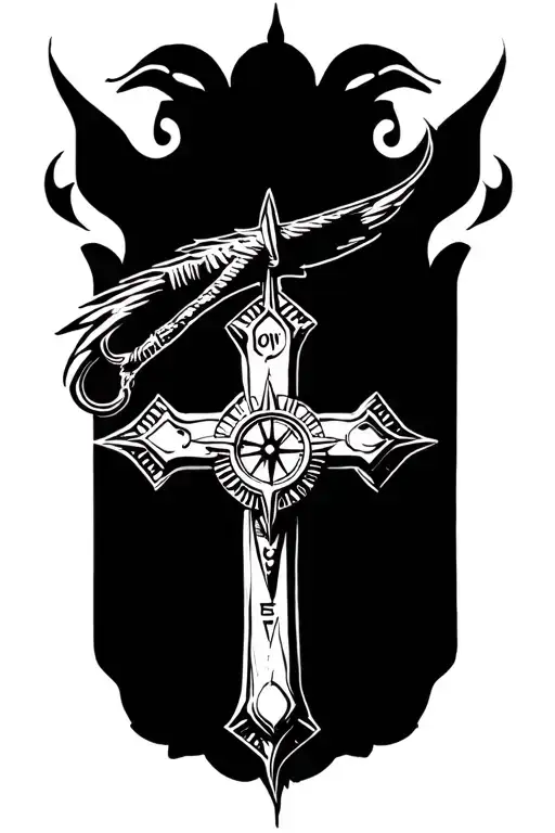 Cross With Compass Surrounded