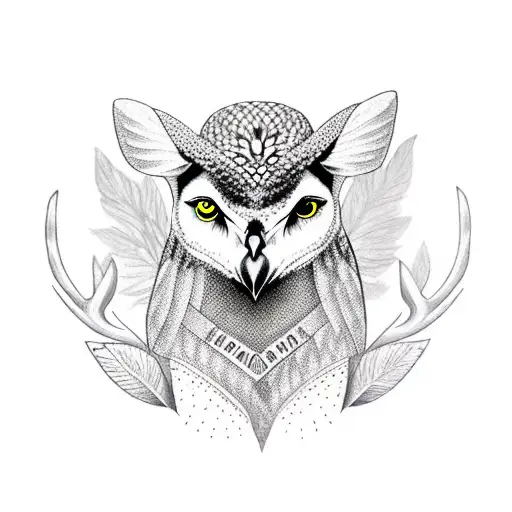 Cool Deer With Owl Fro Man