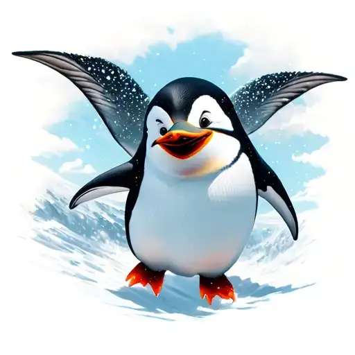 Penguin Racing From Sky