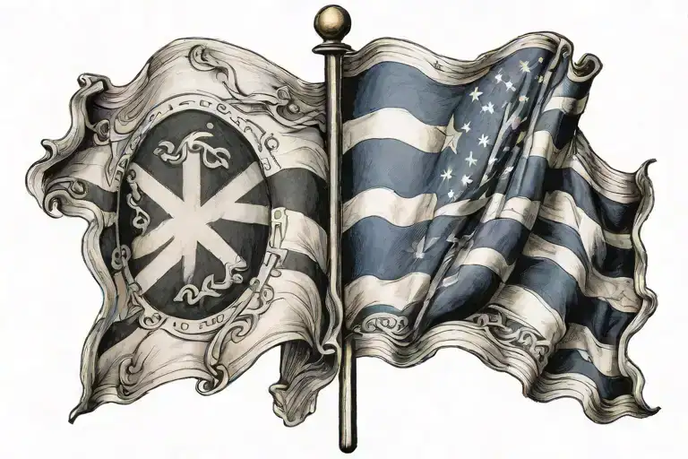 American Flag And Scottish Flag Waving