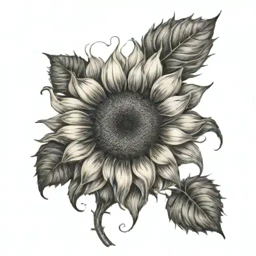 Sunflower And Heart