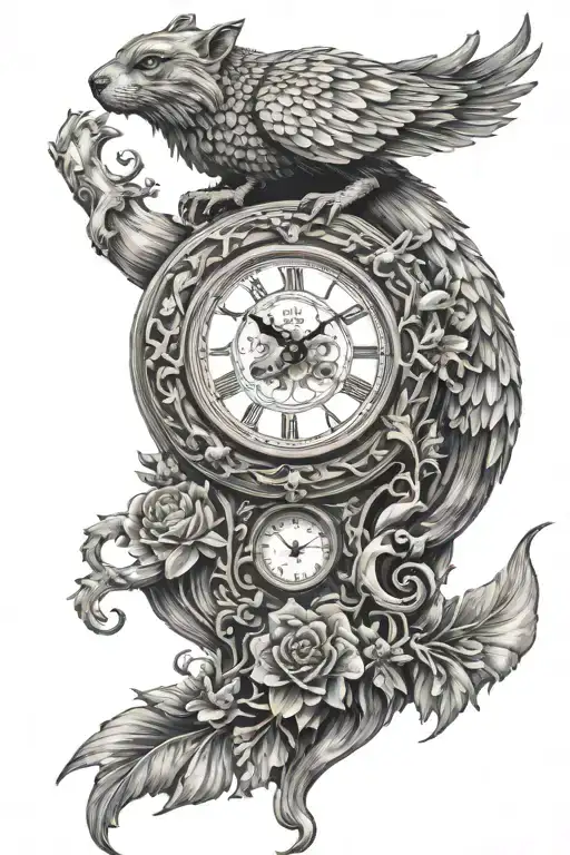 Clock With A Animal That Resembles Life And Time