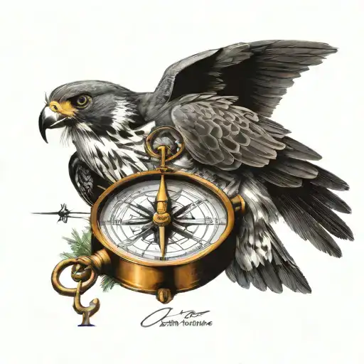 Peregrine And A Compass Surrounded