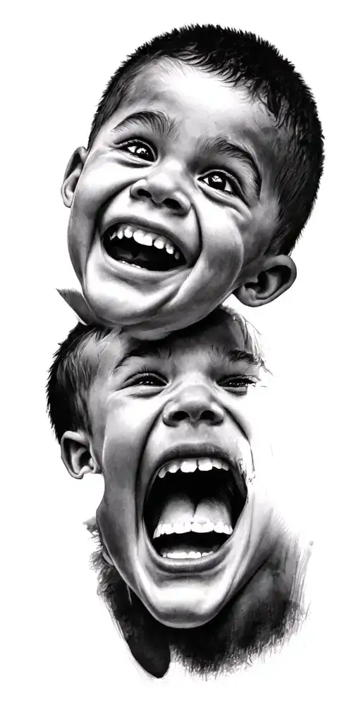 Kids Faces One Laughing