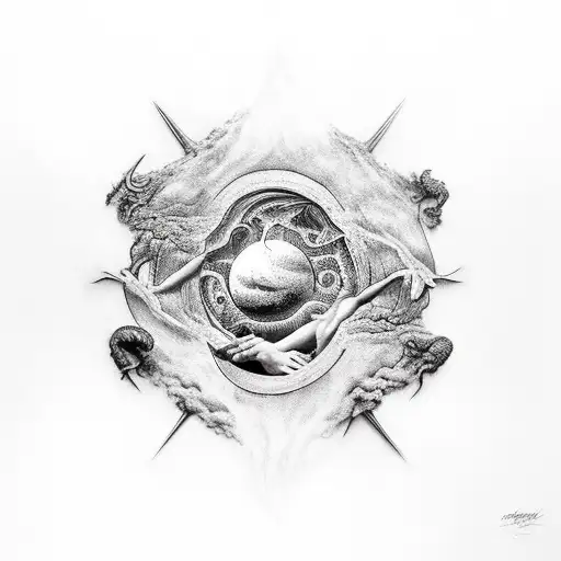 A Surreal Depiction Of The Creation Of Adam With A Twist Of Darkness And Mystery