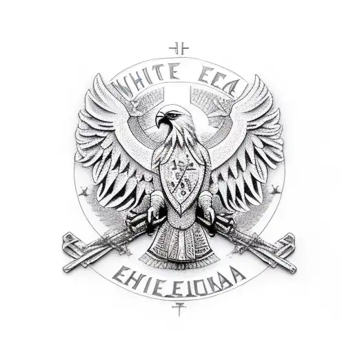 White Eagle Head With Christian Cross